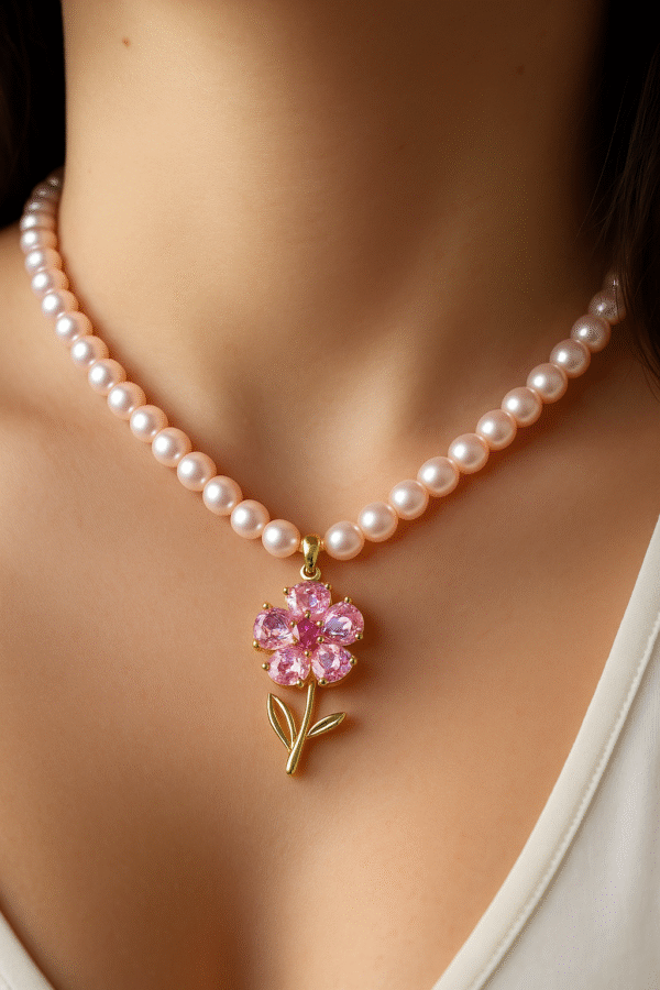 Collier “Perle Rose” – La douceur naturelle