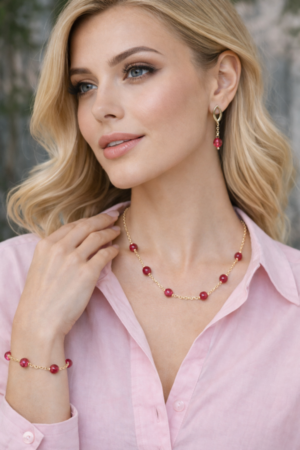 Parrure agate fraise