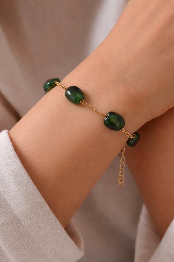 Bracelet Agate verte 🍃la nature des Pierre à votre poignée 🍃